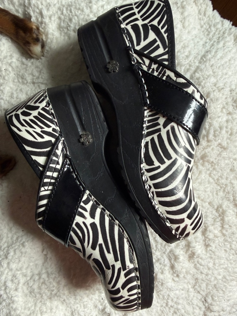 Black & White Zebra-Print Platform Clogs